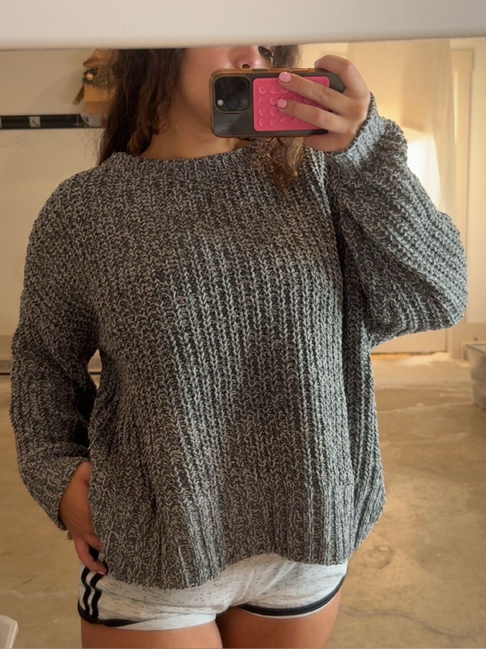 American Eagle Outfitters Gray Marled Crewneck Sweater